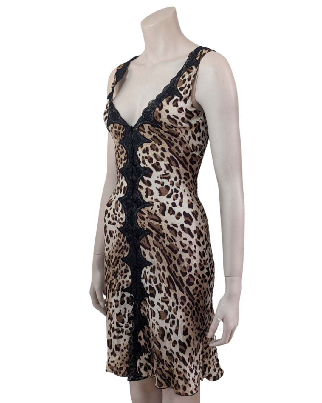 Blumarine Cheetah Silk Dress with Cut-out Black Dress
