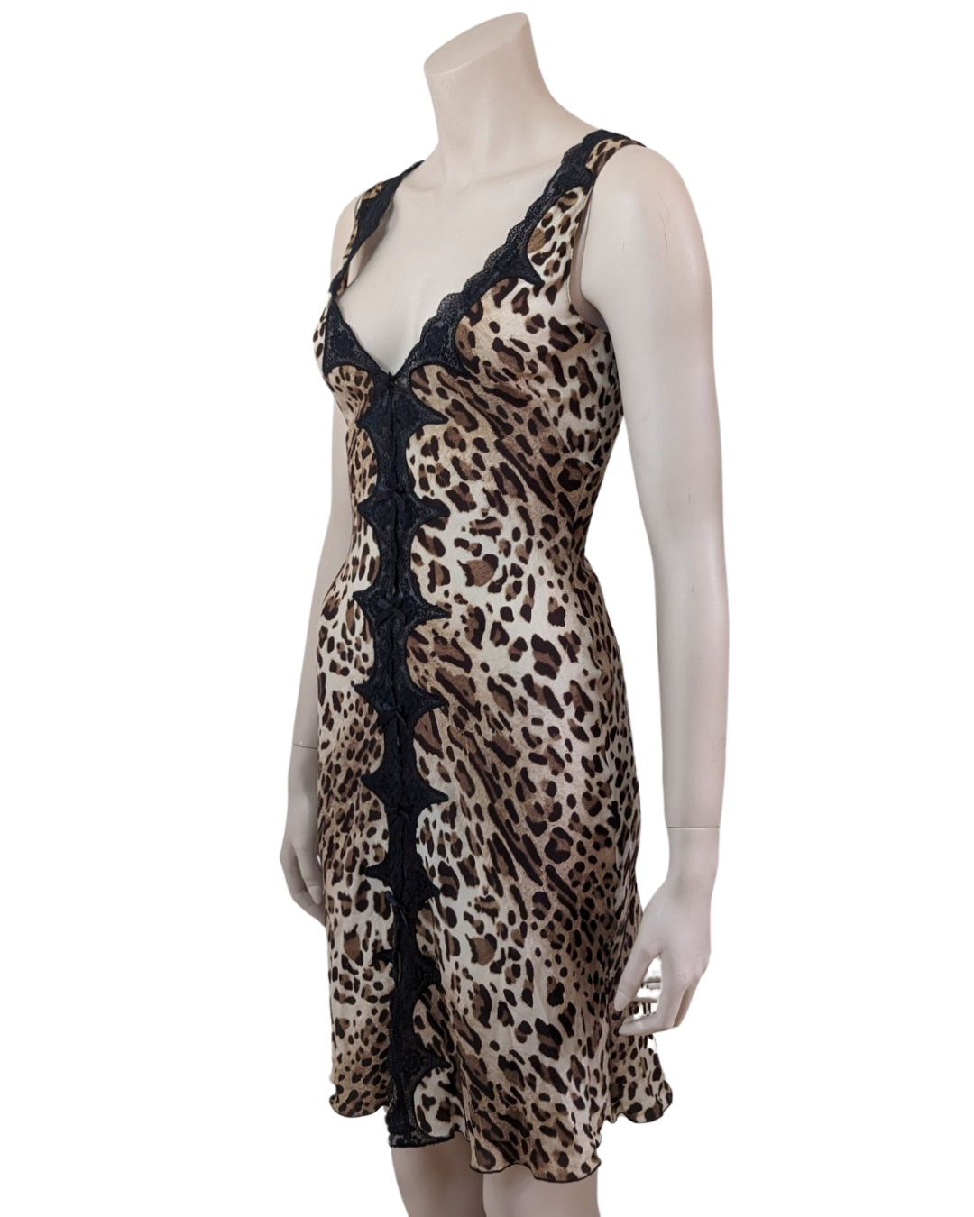Blumarine Cheetah Silk Dress with Cut-out Black Dress