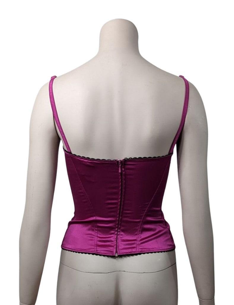 D&G by Dolce & Gabbana Satin Pink Bustier at SoirVintage