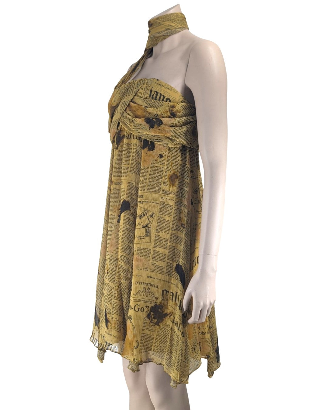 John Galliano Newspaper Silk Mini Dress
