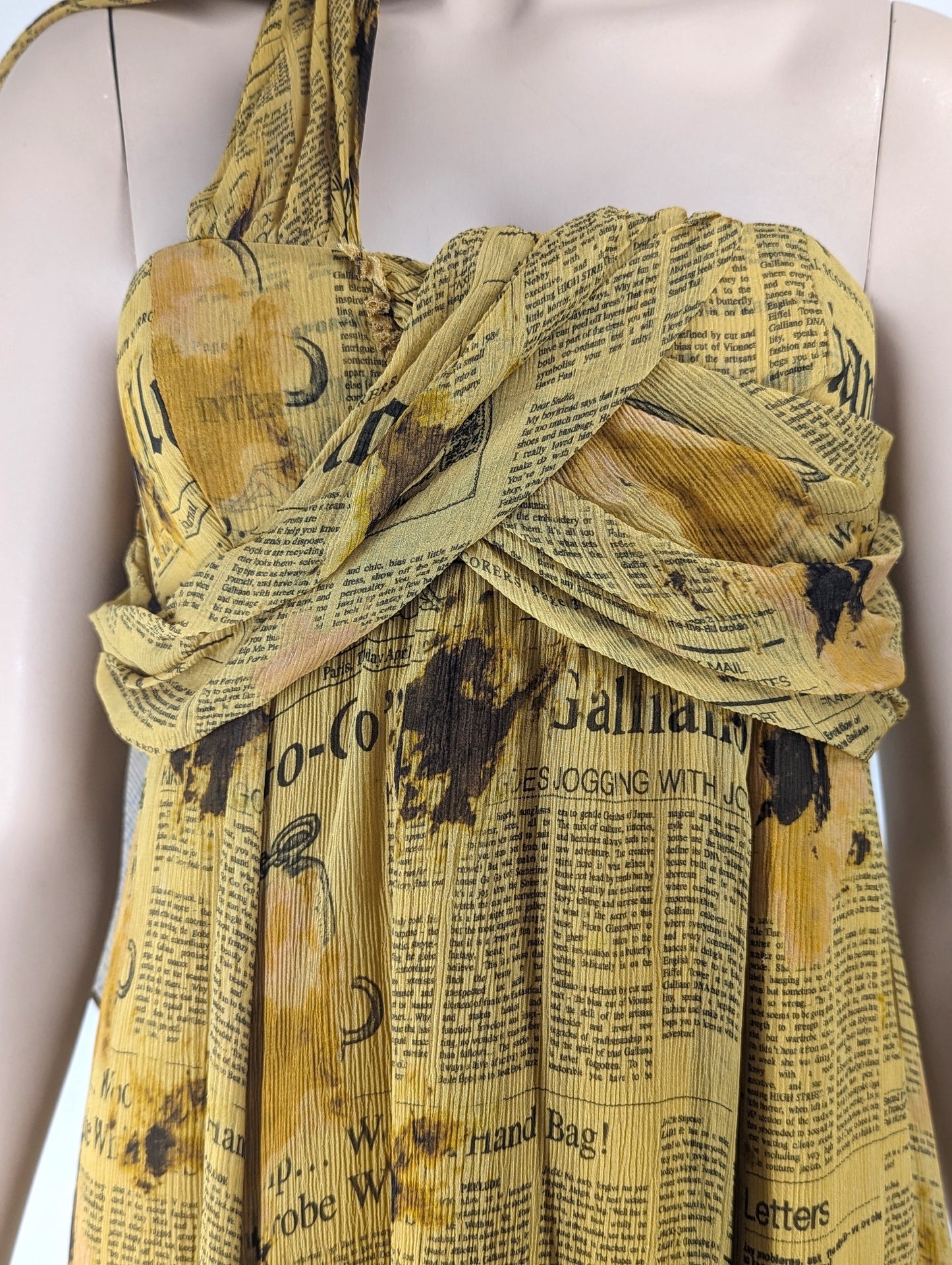John Galliano Newspaper Silk Mini Dress