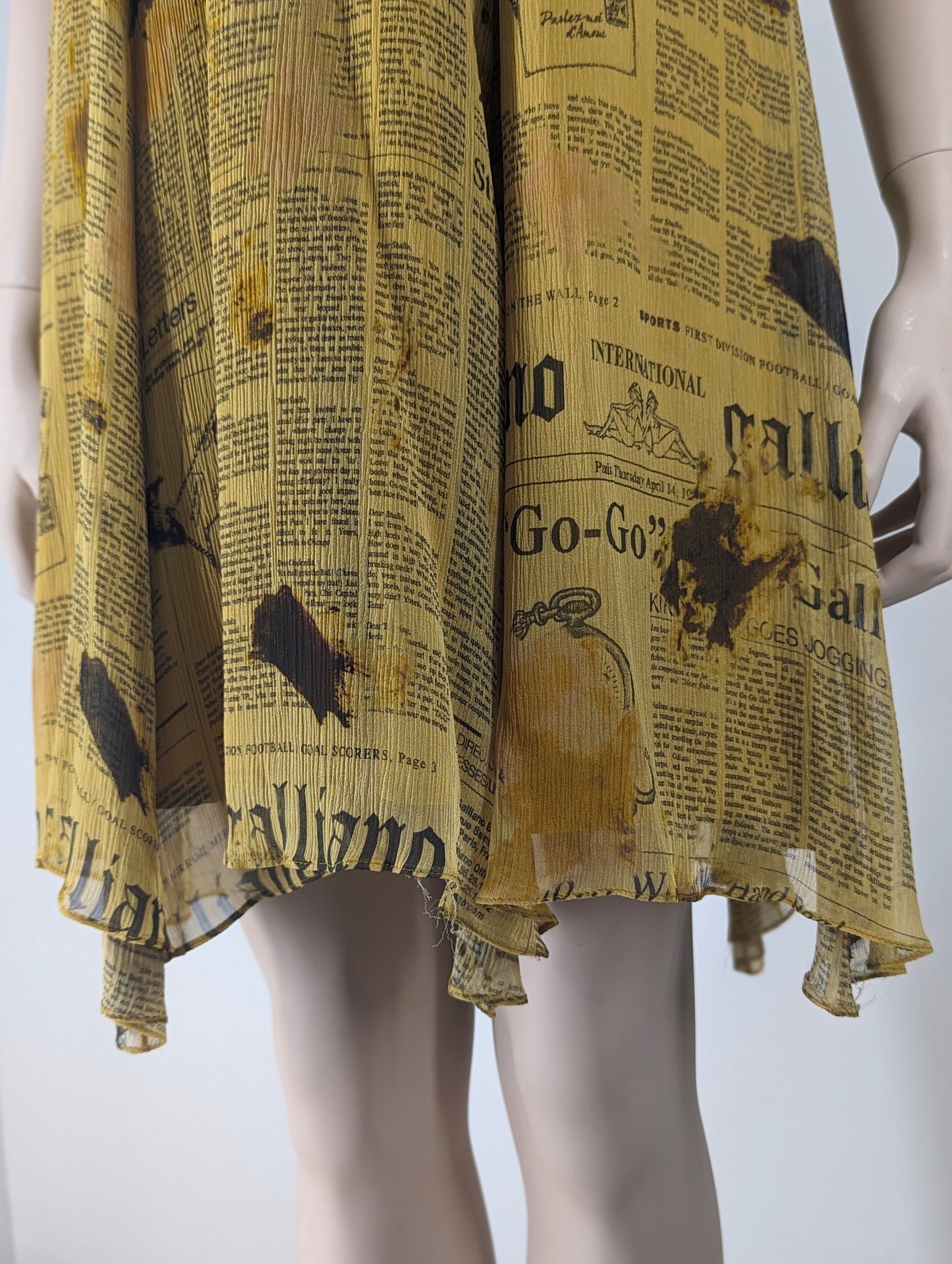John Galliano Newspaper Silk Mini Dress