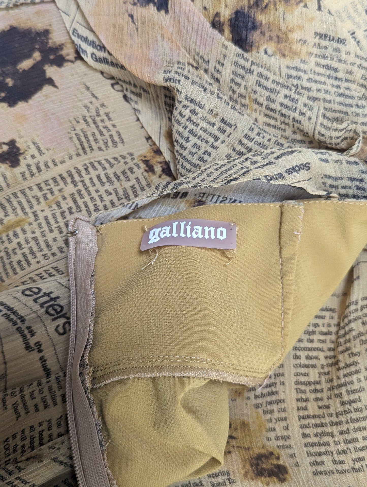John Galliano Newspaper Silk Mini Dress