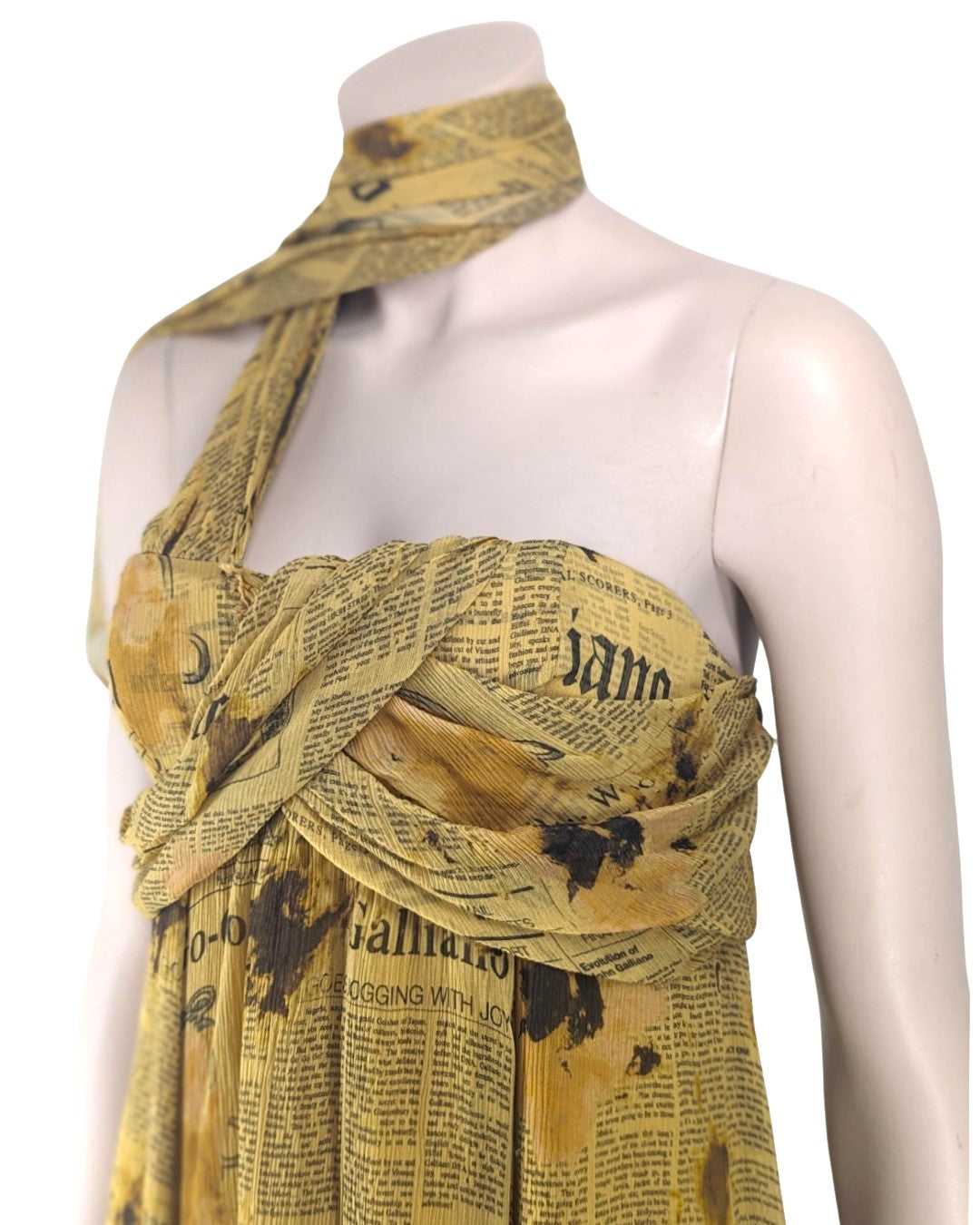 John Galliano Newspaper Silk Mini Dress