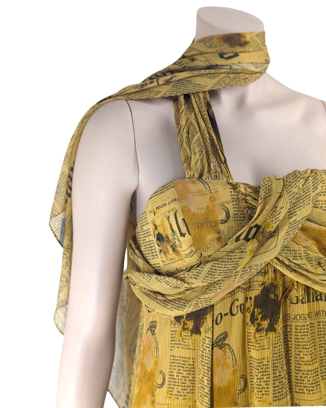 John Galliano Newspaper Silk Mini Dress