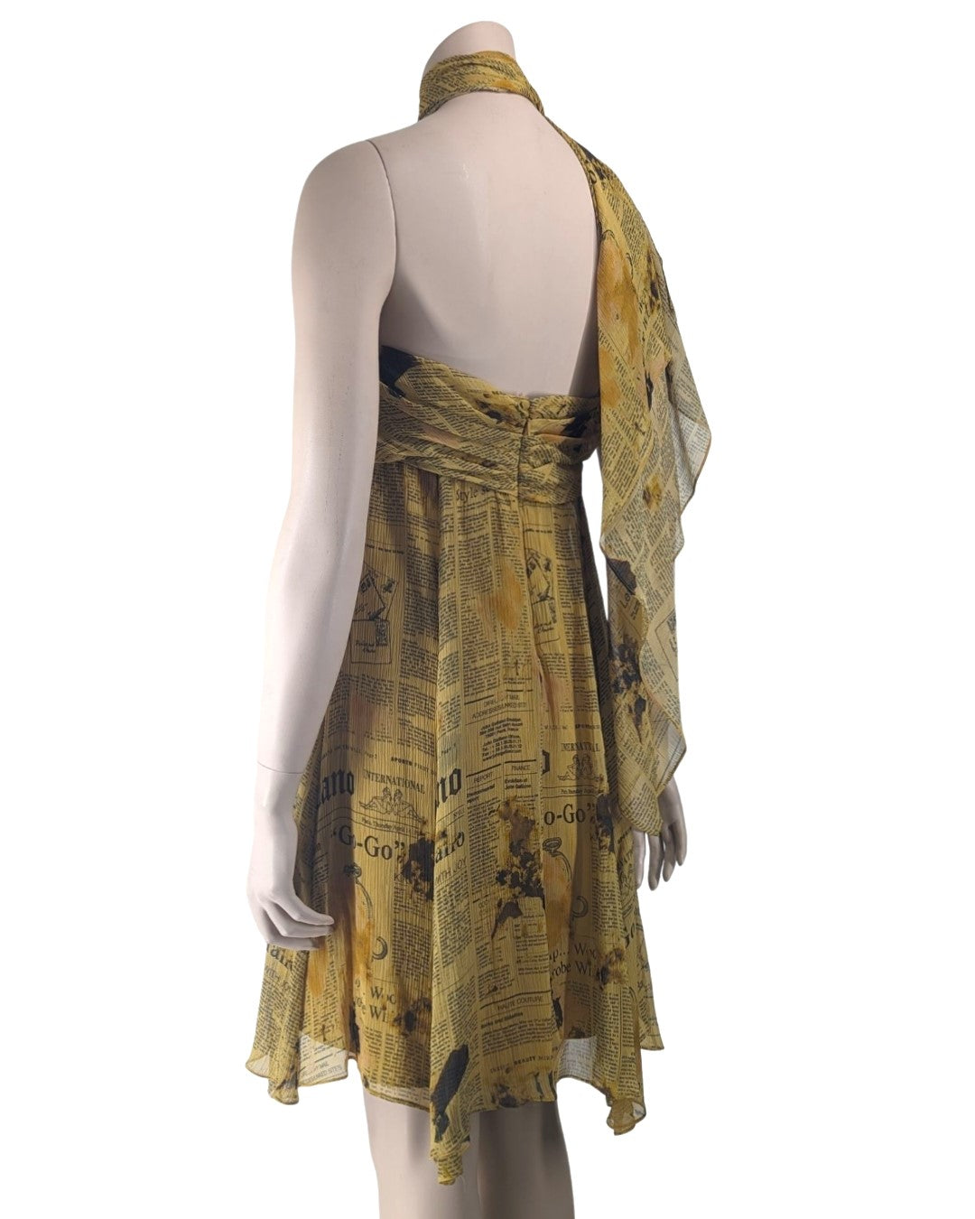 John Galliano Newspaper Silk Mini Dress