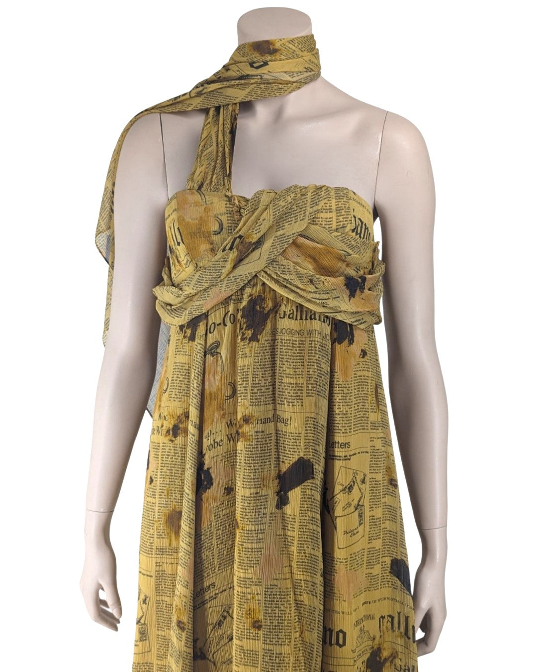 John Galliano Newspaper Silk Mini Dress