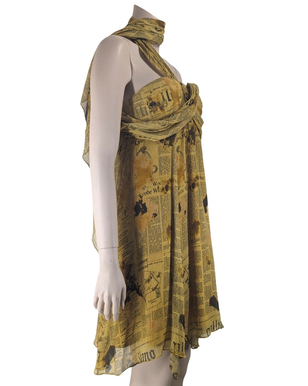 John Galliano Newspaper Silk Mini Dress