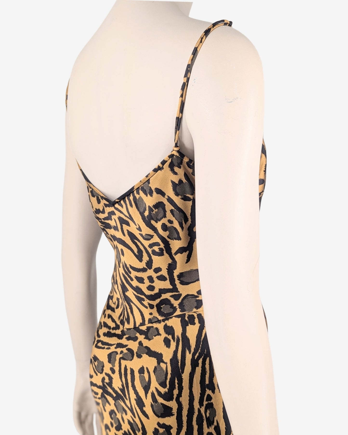 John Galliano S/S 2018 Cheetah Silk Spaghetti Dress