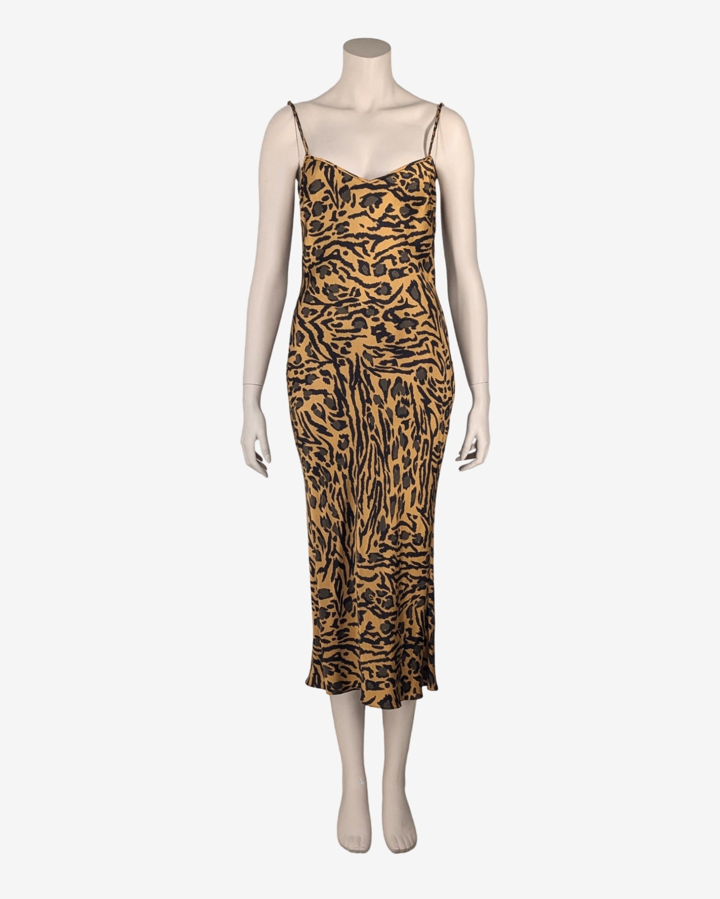 John Galliano S/S 2018 Cheetah Silk Spaghetti Dress