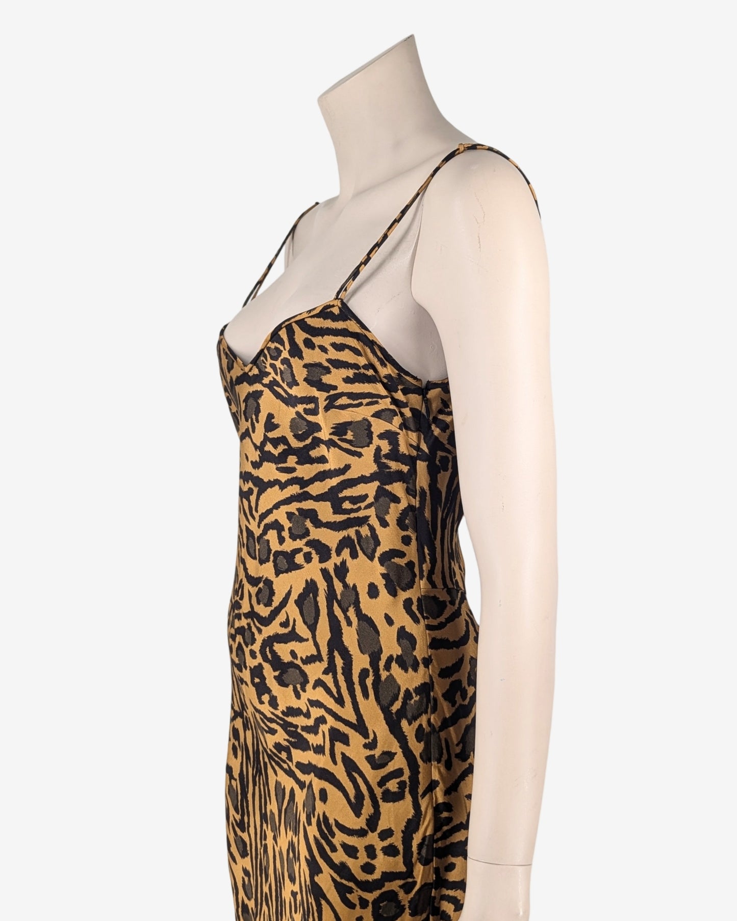 John Galliano S/S 2018 Cheetah Silk Spaghetti Dress