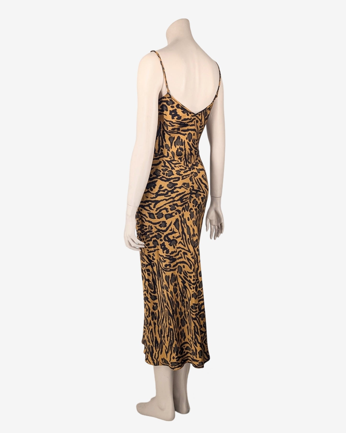 John Galliano S/S 2018 Cheetah Silk Spaghetti Dress