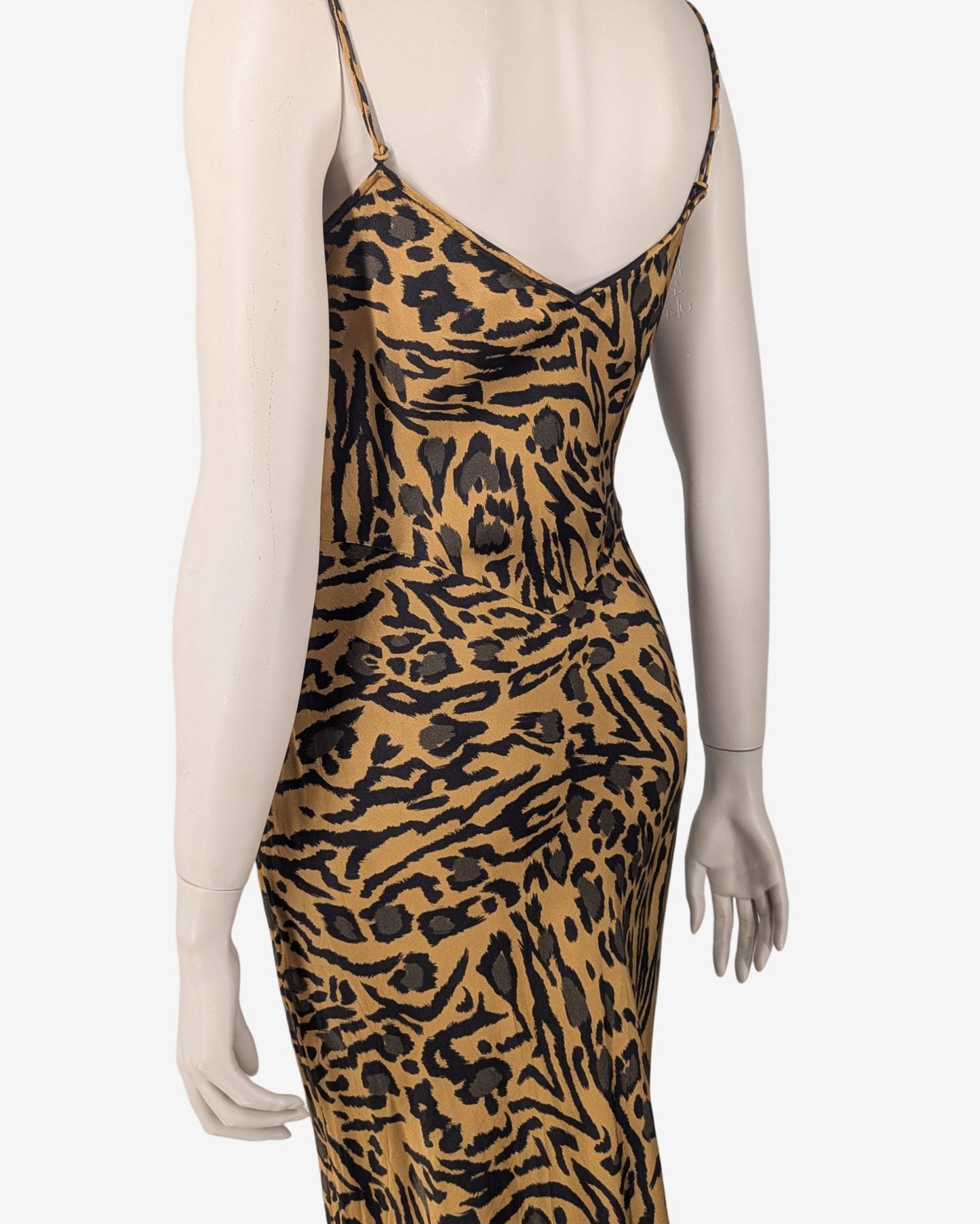 John Galliano S/S 2018 Cheetah Silk Spaghetti Dress