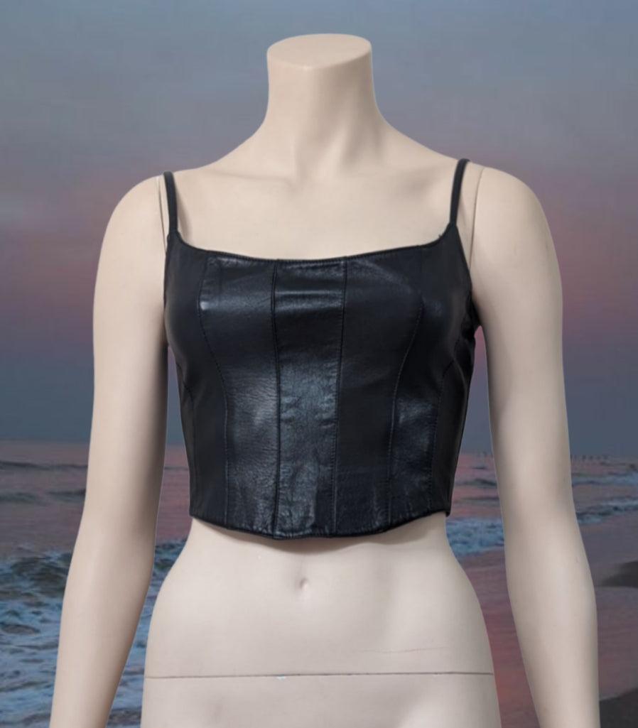 Plein Sud black leather corset