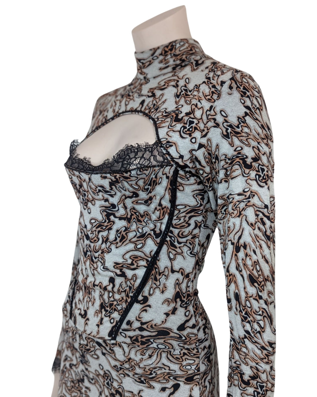 Plein Sud Flame Print and Cut Out Dress