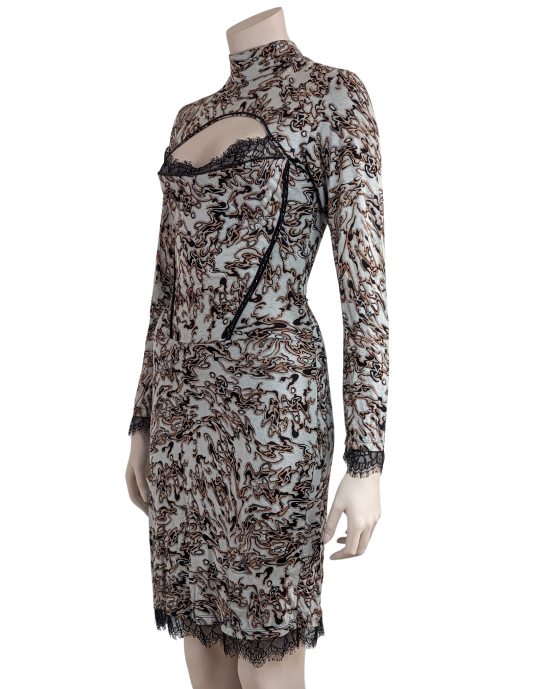 Plein Sud Flame Print and Cut Out Dress