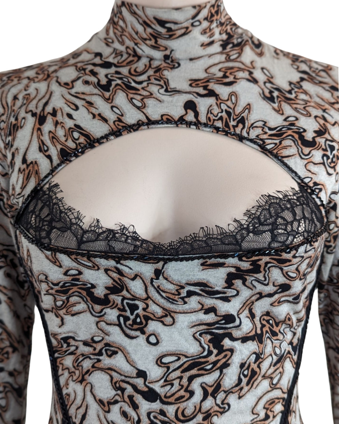 Plein Sud Flame Print and Cut Out Dress