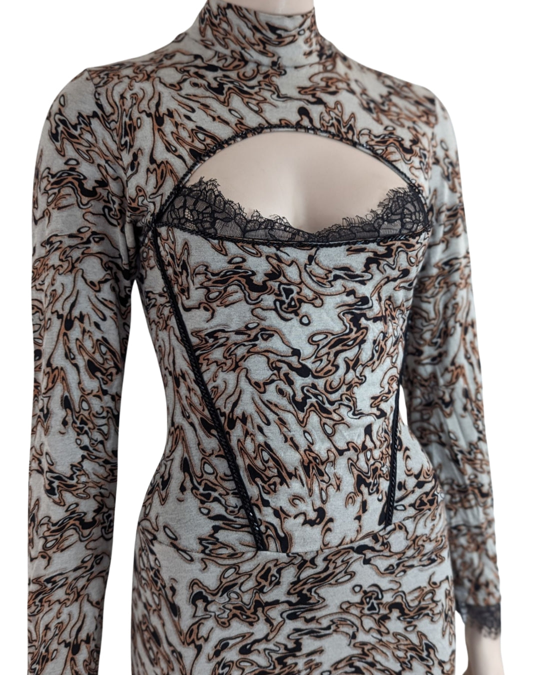 Plein Sud Flame Print and Cut Out Dress