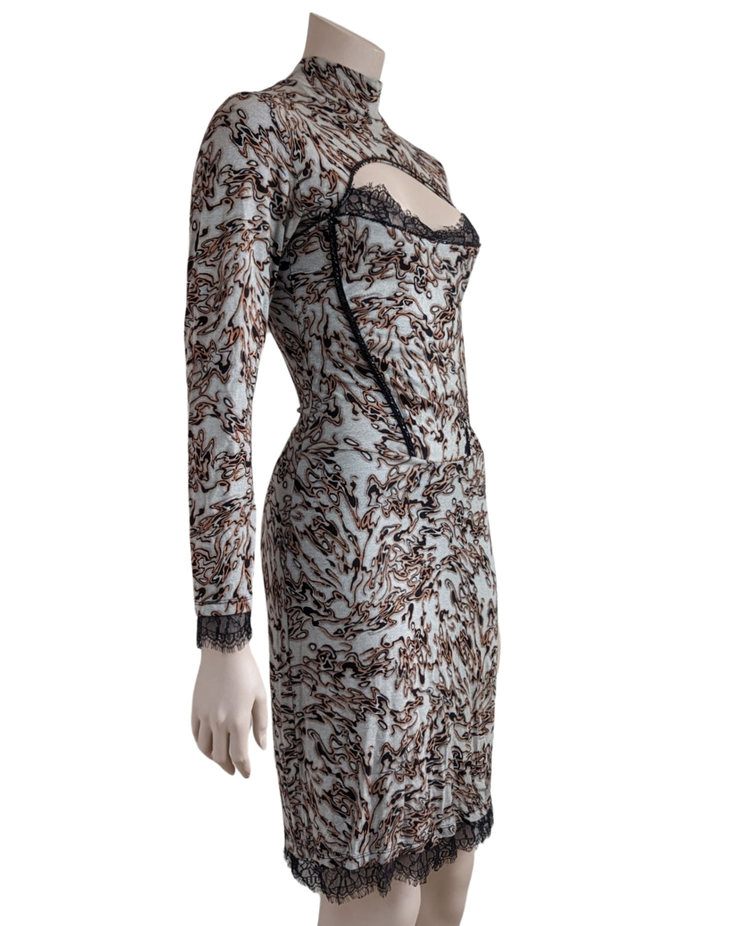 Plein Sud Flame Print and Cut Out Dress