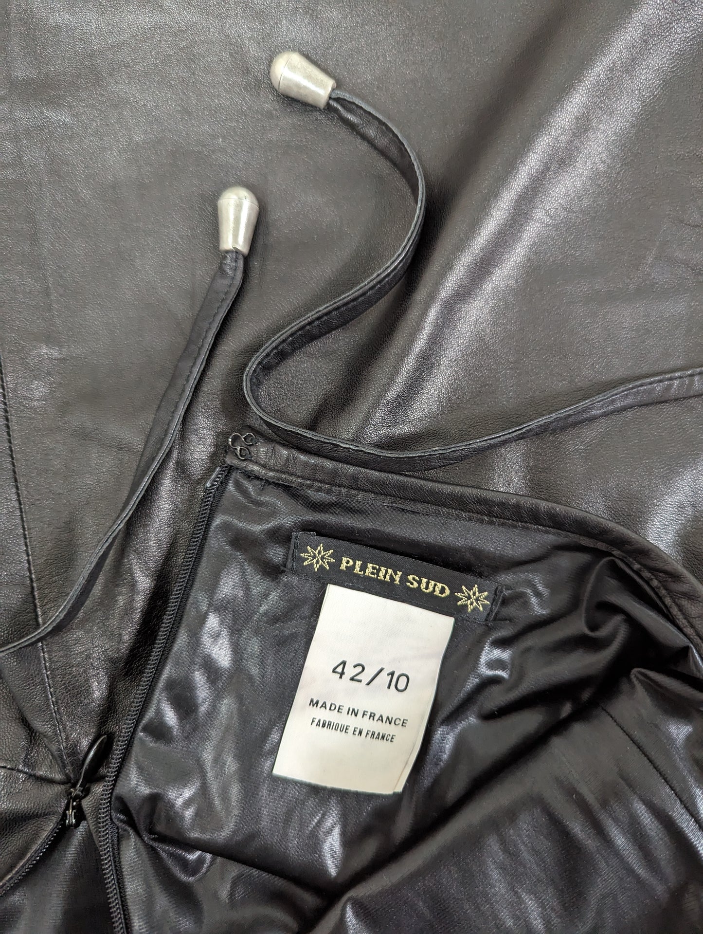 Plein Sud Black Leather Halter Midi Dress at Soir Vintage