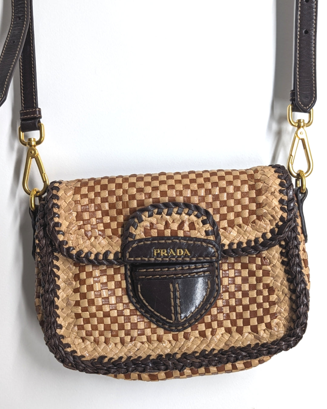 Prada S/S 2011 Madras Cognac Crossbody Bag