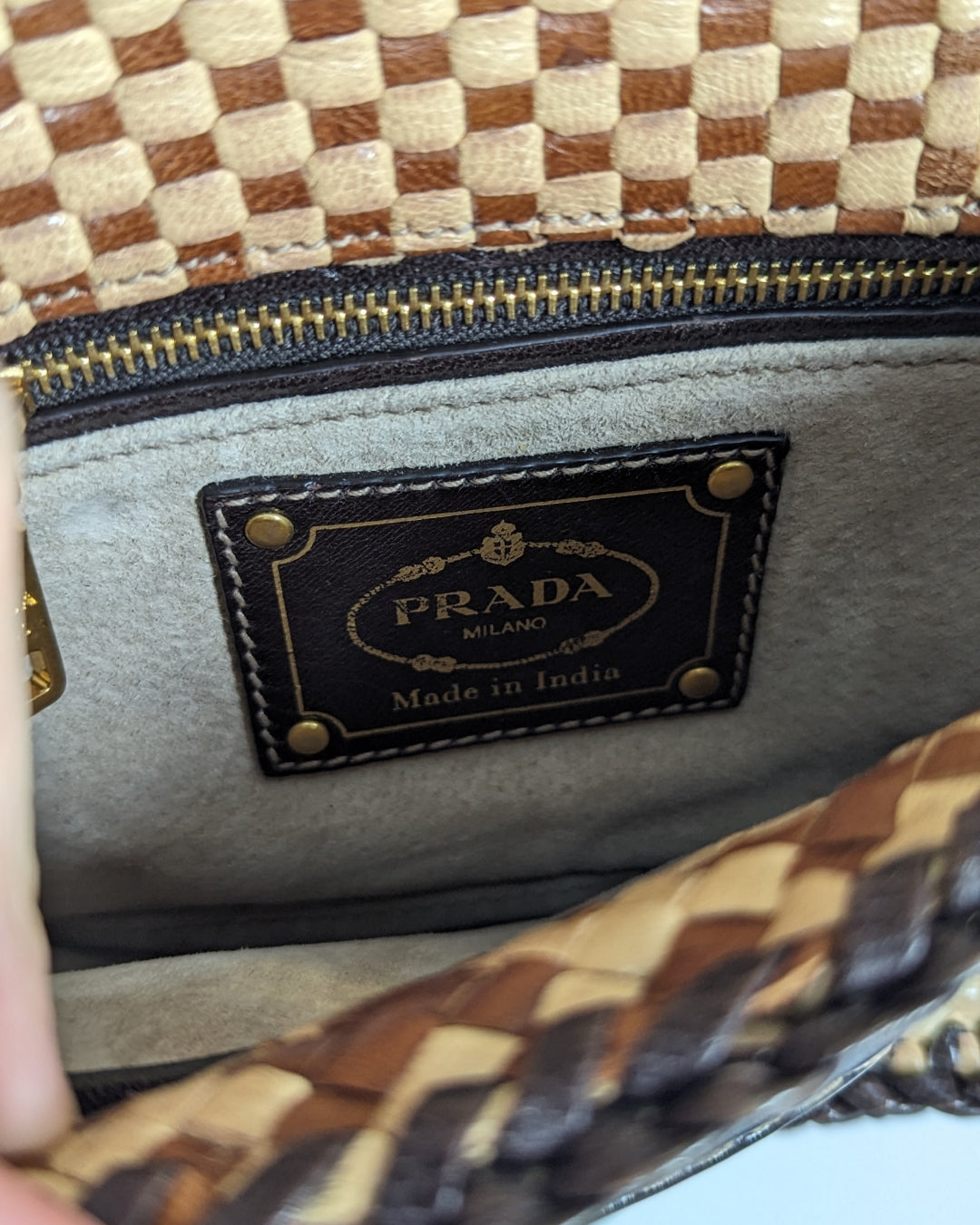 Prada S/S 2011 Madras Cognac Crossbody Bag