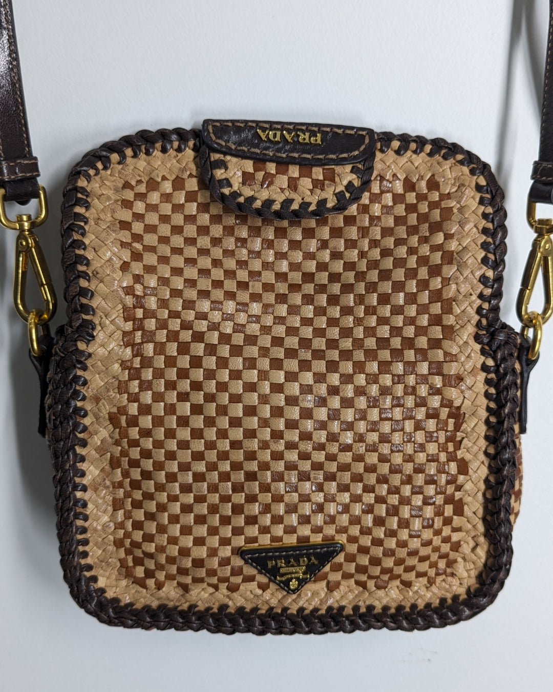 Prada S/S 2011 Madras Cognac Crossbody Bag