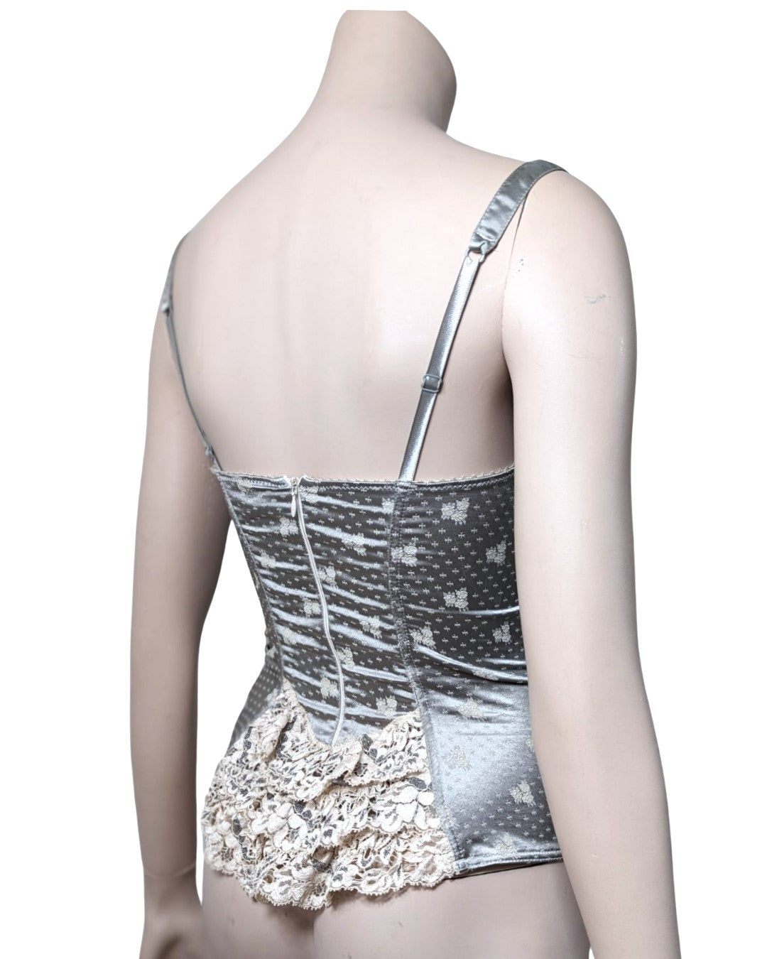 Ravage Satin Grey Ribbon Lace Corset