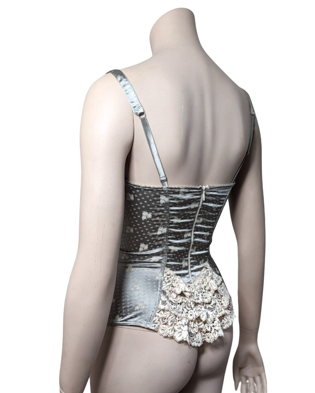 Ravage Satin Grey Ribbon Lace Corset