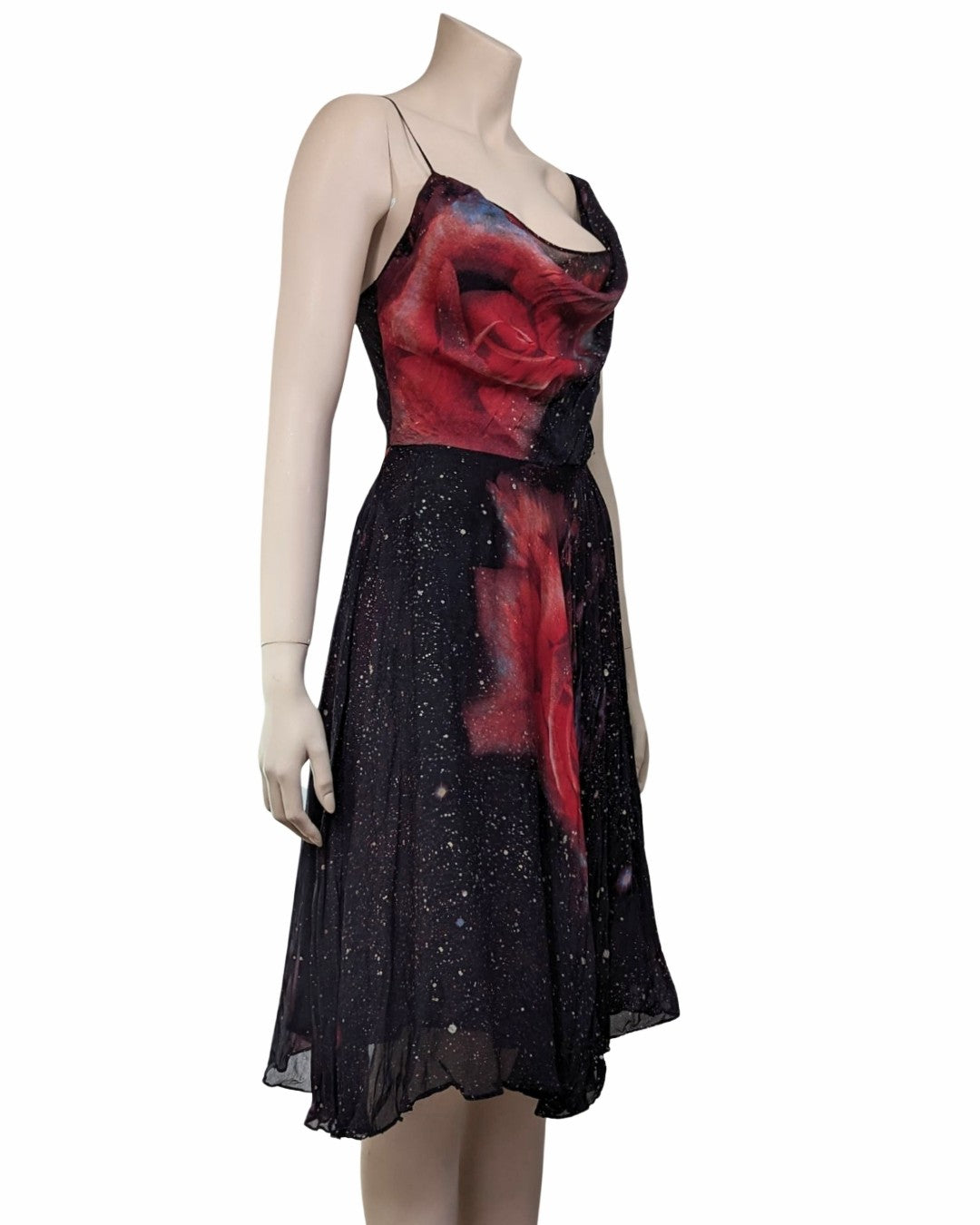 Roberto Cavalli Galaxy Print Silk Midi Dress