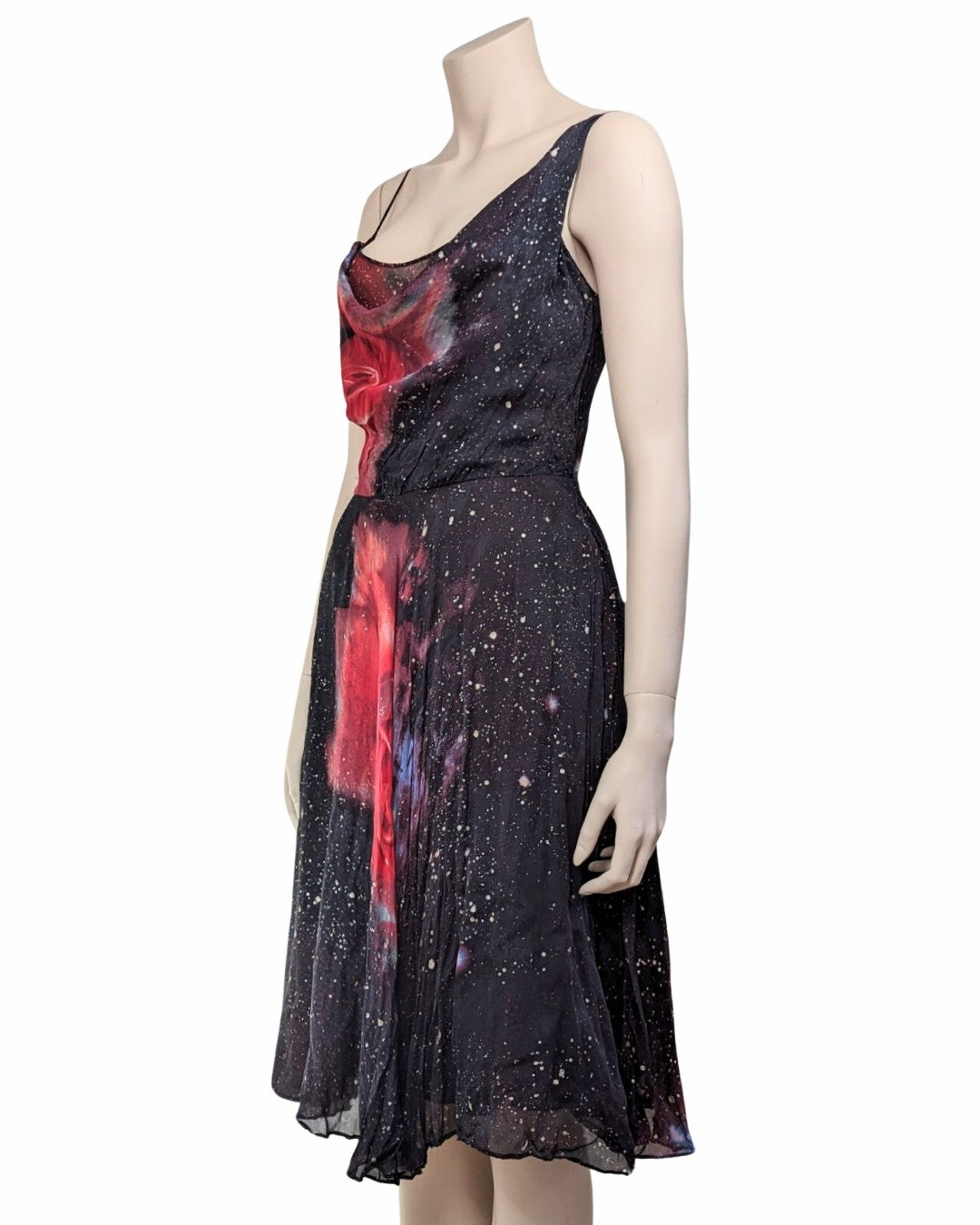 Roberto Cavalli Galaxy Print Silk Midi Dress