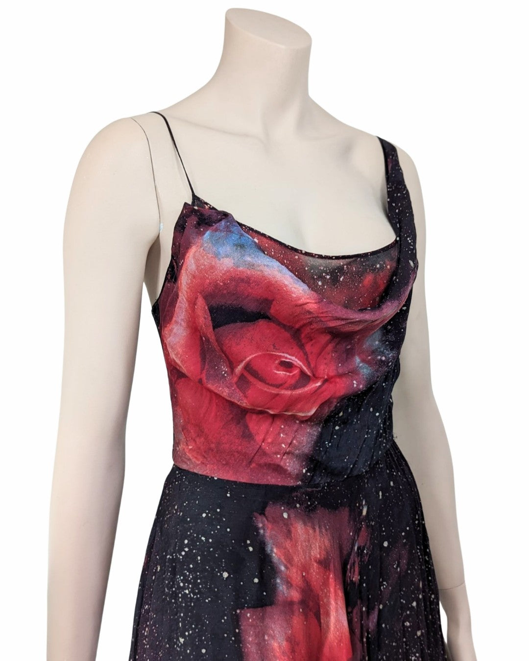 Roberto Cavalli Galaxy Print Silk Midi Dress