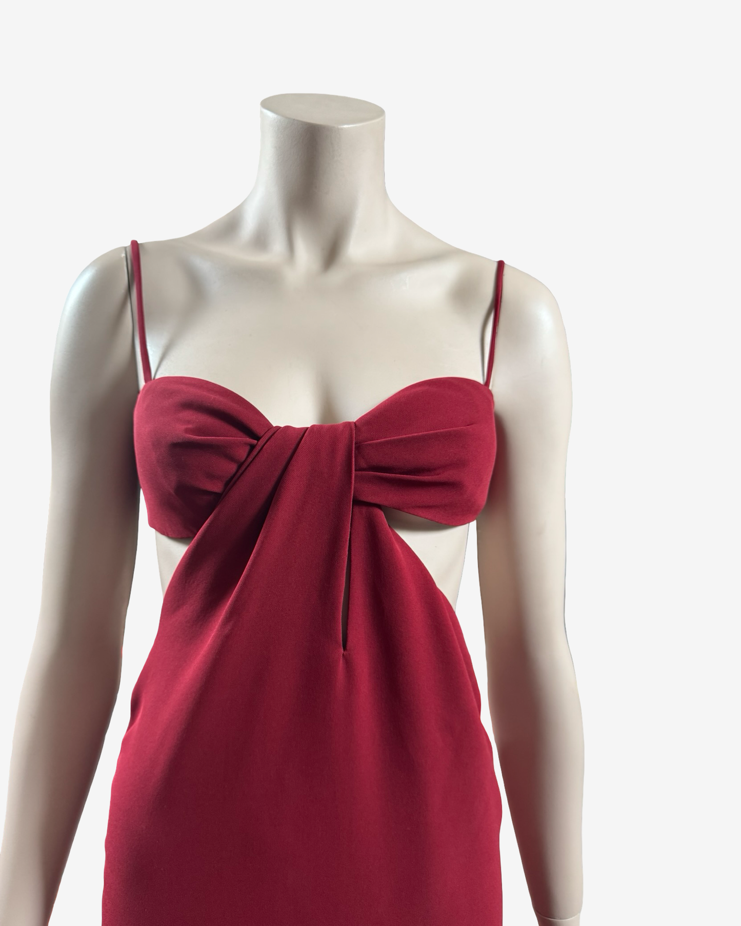 Sophie Sitbon Burgundy Cut‑Out Bow Maxi Dress