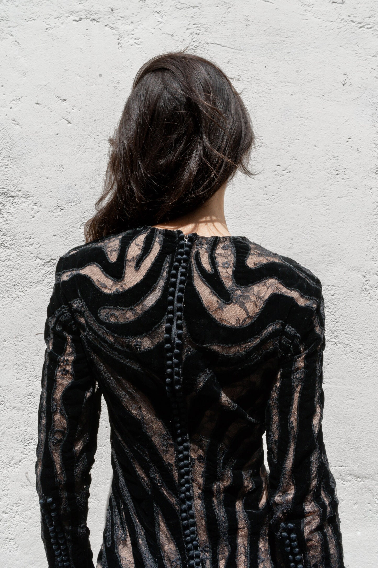 Tom Ford delicate zebra velvet and laces bodycon dress