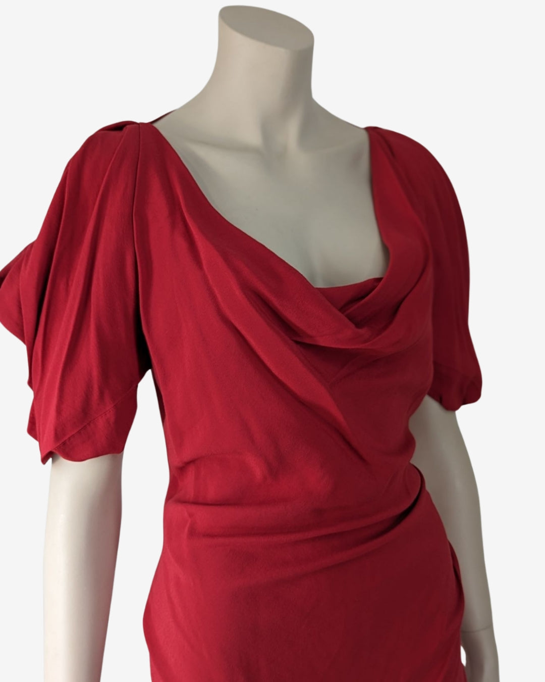Vivienne Westwood Open Puff Sleeves Cherry Red Dress