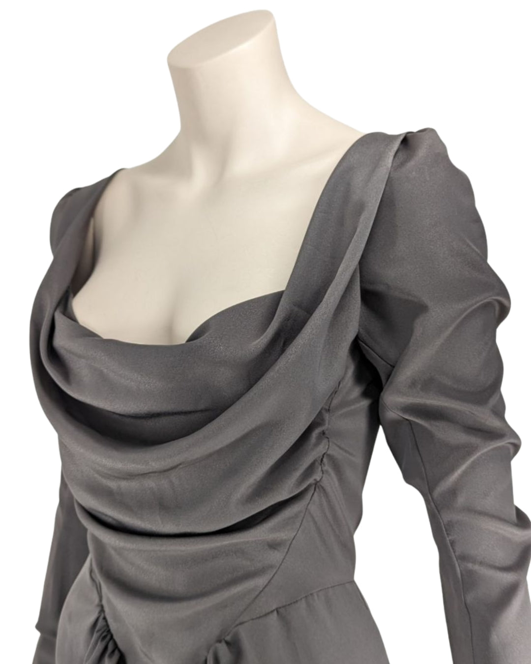 Vivienne Westwood Satin Grey Draped Dress with Corset Design