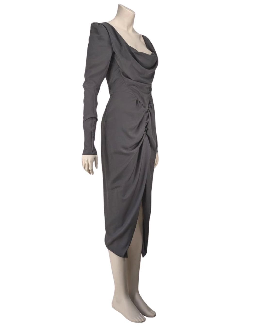 Vivienne Westwood Satin Grey Draped Dress with Corset Design
