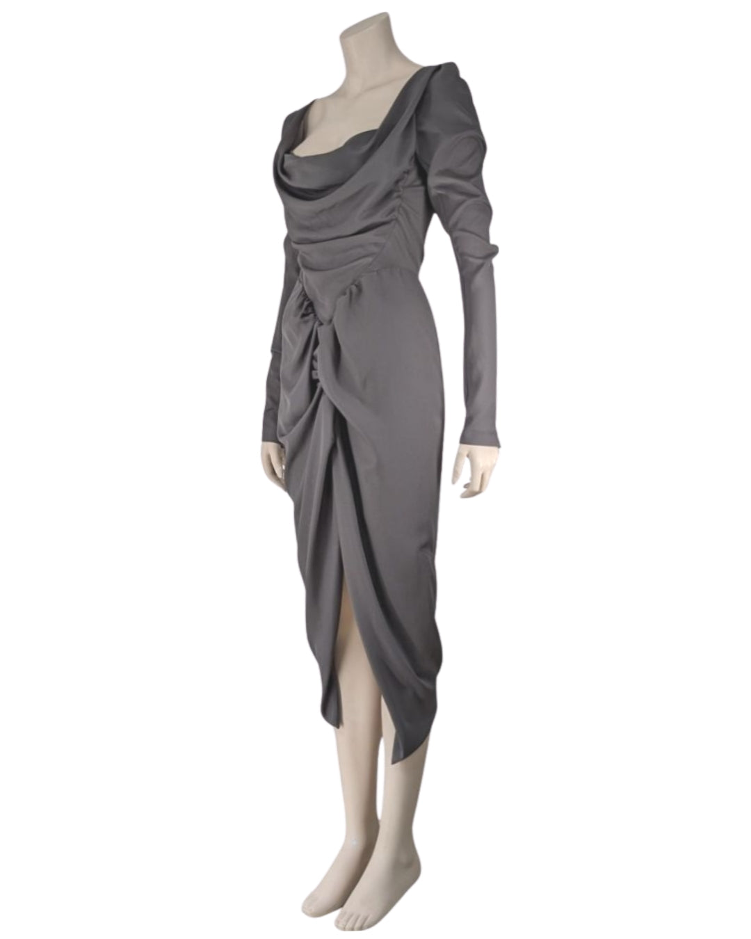 Vivienne Westwood Satin Grey Draped Dress with Corset Design SOIR Vivienne Westwood Satin Grey Draped Dress with Corset Design SOIR