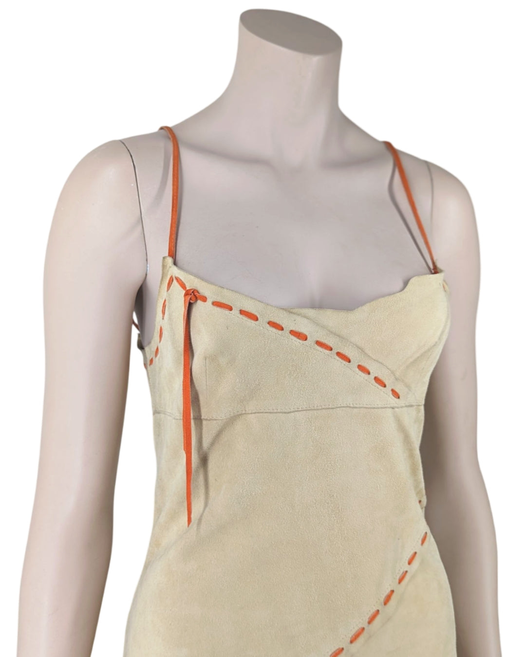 D&G by Dolce and Gabbana Circa 2000s Suede Leather Brown Set Dress and Jacket