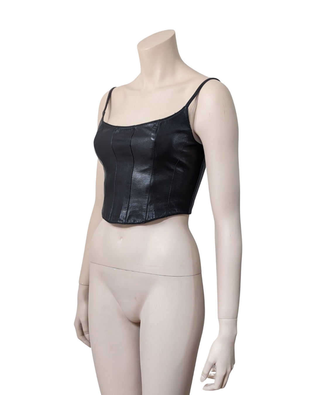 Plein Sud black leather corset at Soirvintage