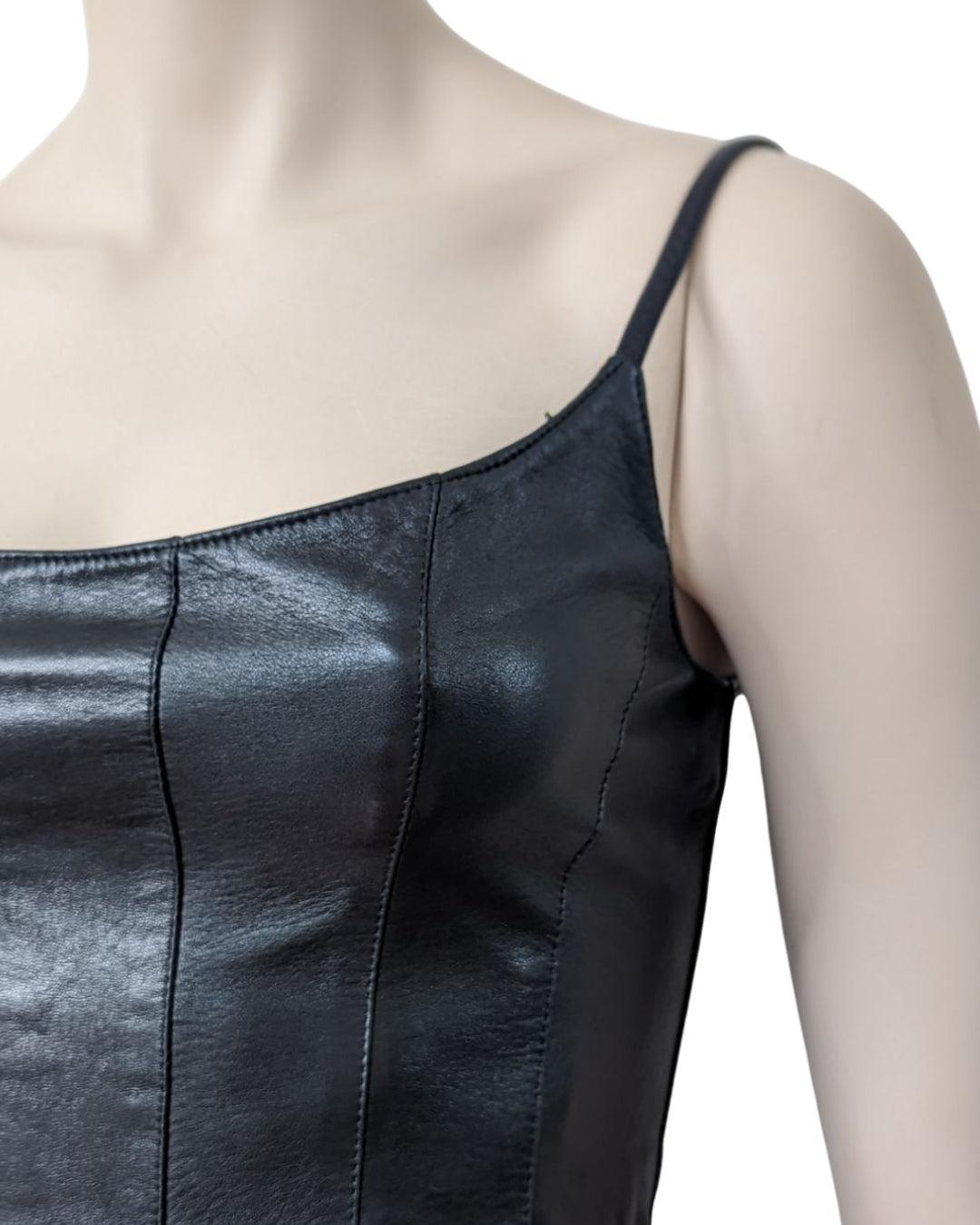 Plein Sud black leather corset at Soirvintage