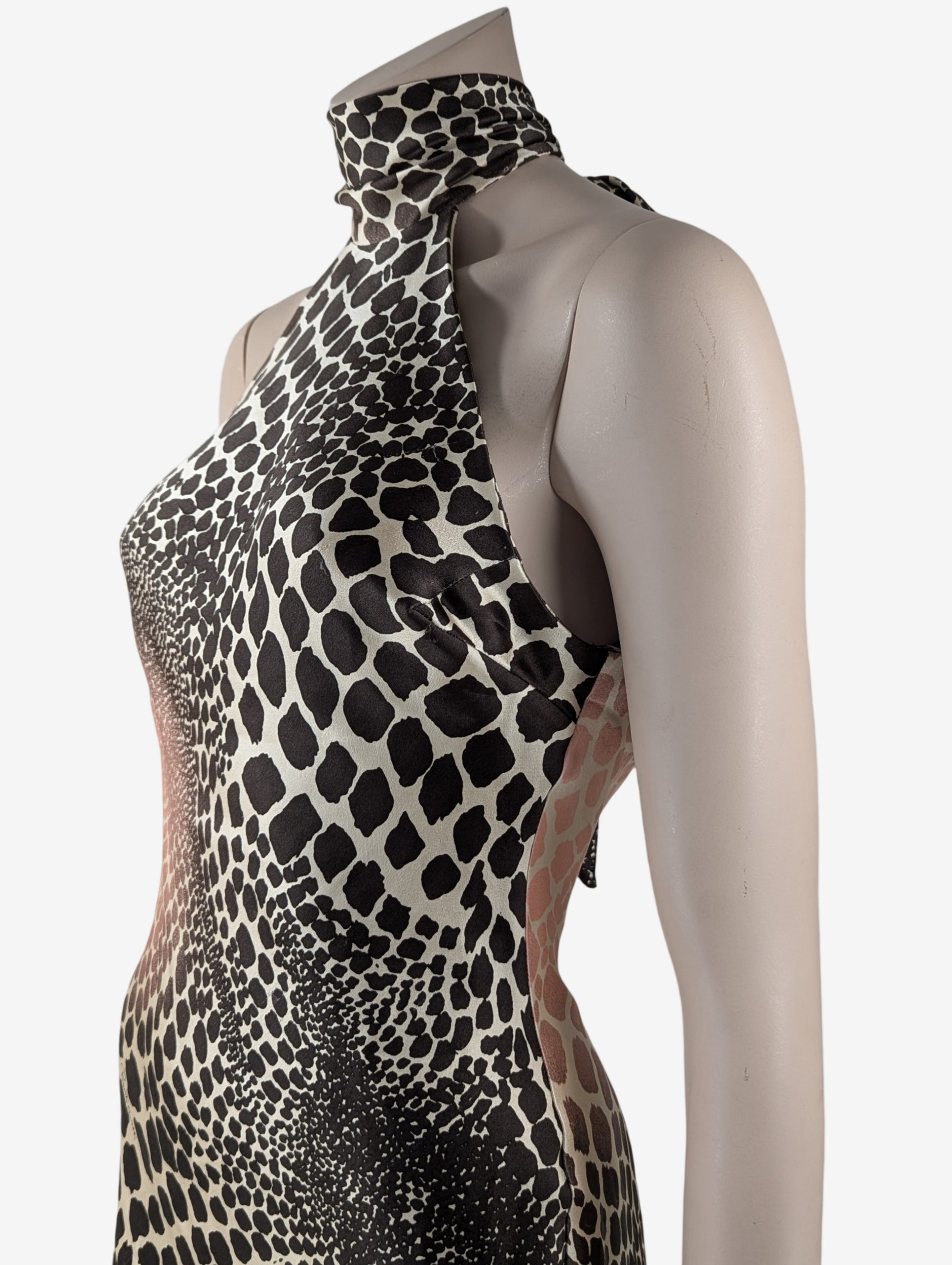 roberto cavalli halter neck dress ROBERTO CAVALLI Halter Neck Devor Viscose Long Dress Roberto Cavalli