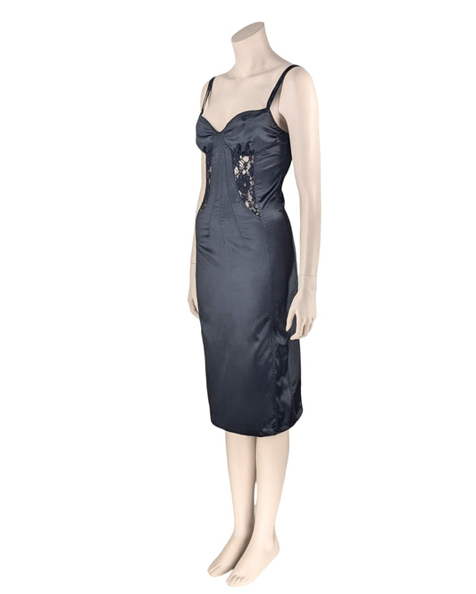 D&G by Dolce & Gabbana Fall Winter 2003 Laces Insert Midi Dress