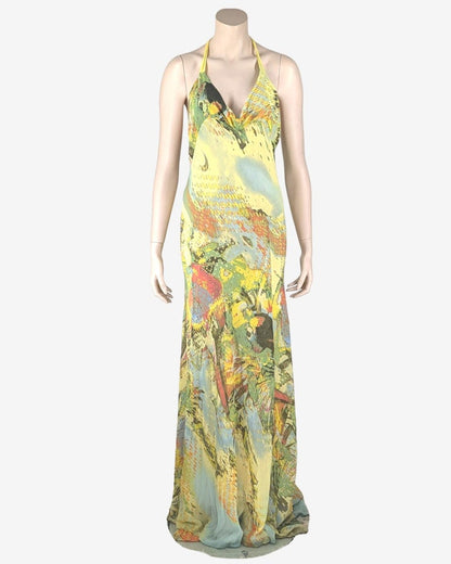 Roberto Cavalli Abstract print Silk Gown