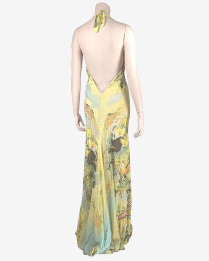 Roberto Cavalli Abstract print Silk Gown