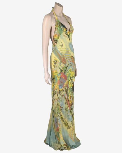 Roberto Cavalli Abstract print Silk Gown