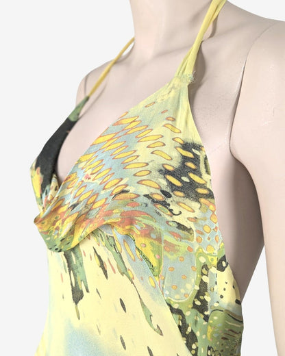 Roberto Cavalli Abstract print Silk Gown