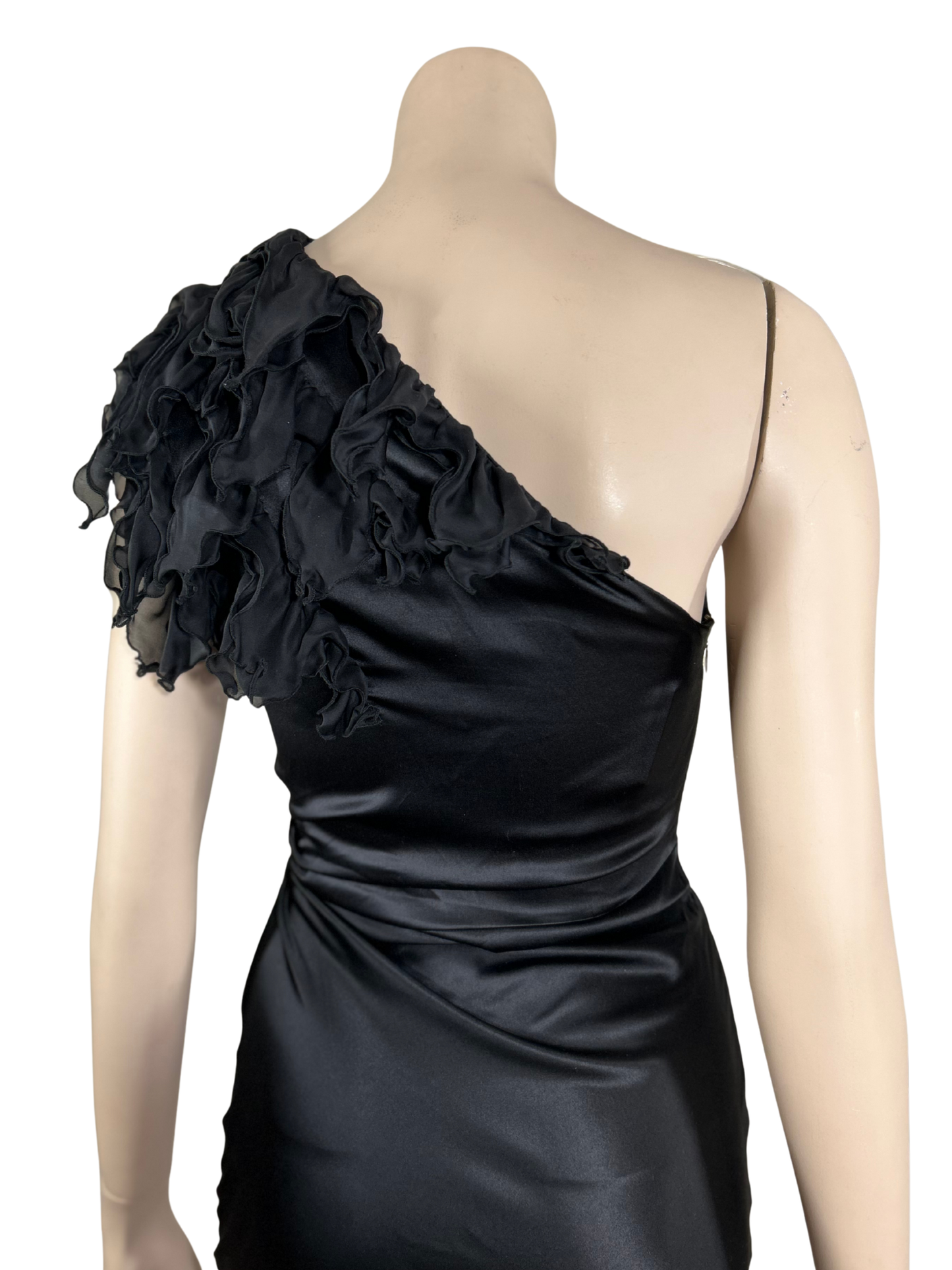 Roberto Cavalli Black Draped Satin Maxi Dress