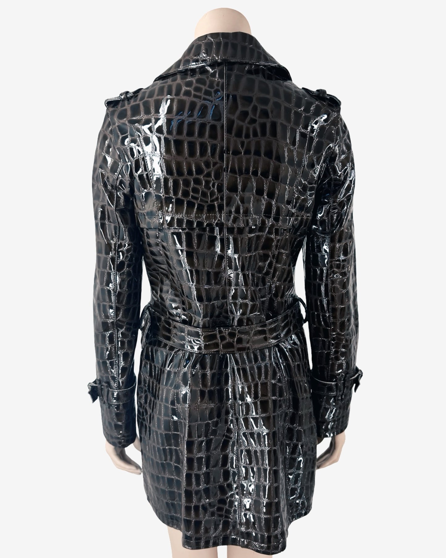 90s vintage Crocodile Embossed Patent Capuccino Coat