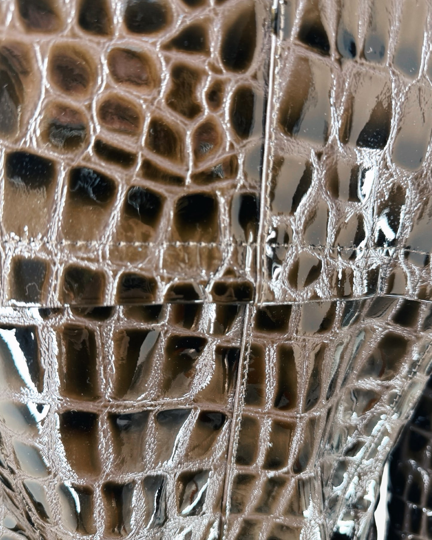 90s vintage Crocodile Embossed Patent Capuccino Coat